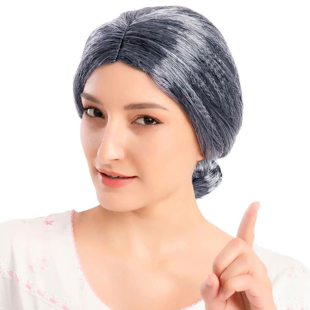 Granny Bun Wig Halloween Costume Accessories with Hair Net